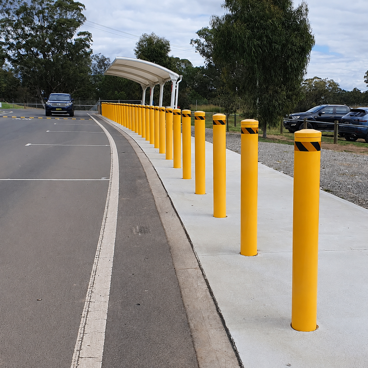 Safety bollards used for vehicle and pedestrian protection