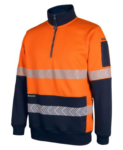 HI VIS 330G 1/2 ZIP SEGMENTED TAPE FLEECE