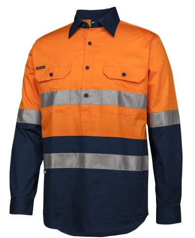 HI VIS (D+N) CLOSE FRONT L/S 150G WORK SHIRT