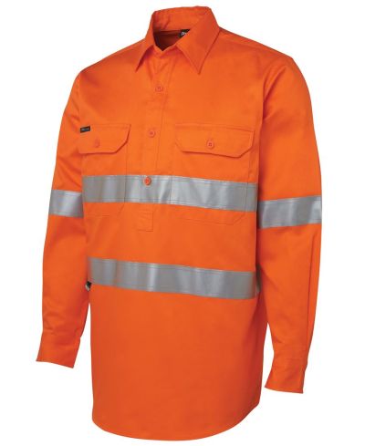 HI VIS (D+N) CLOSE FRONT L/S 190G WORK SHIRT