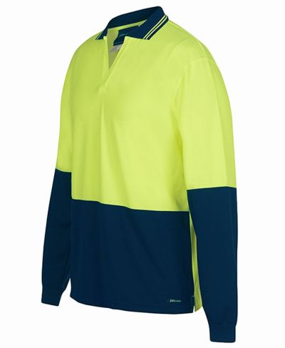 HI VIS L/S NON BUTTON POLO