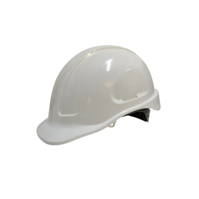 White Unvented Hard Hat - Ratchet Harness